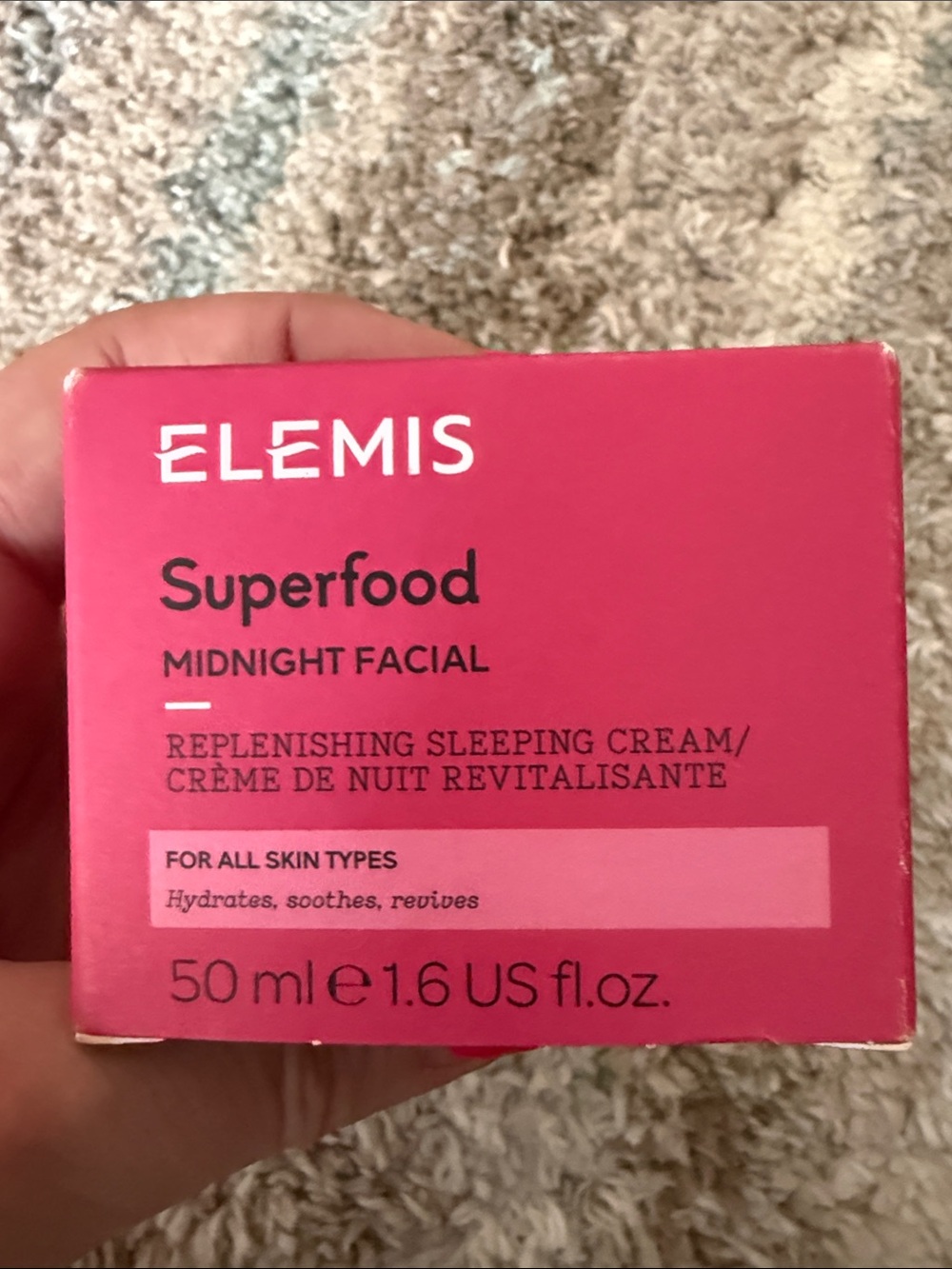 ELEMIS Superfood Midnight Facial Replenishing Sleeping Cream - Bright Pink Box